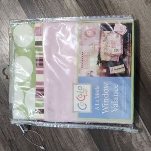 Cocalo A La Mode Valance Pink Plush Fleece Green Polka Dot Floral Baby Vintage